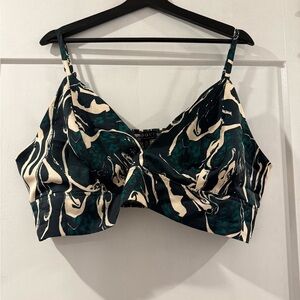 ELOQUII Green and Cream Women's Bralette